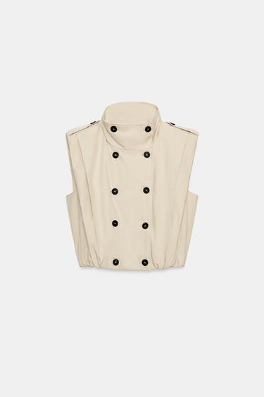 GILET À PLIS ET BOUTONS - Beige de Zara - Image 6