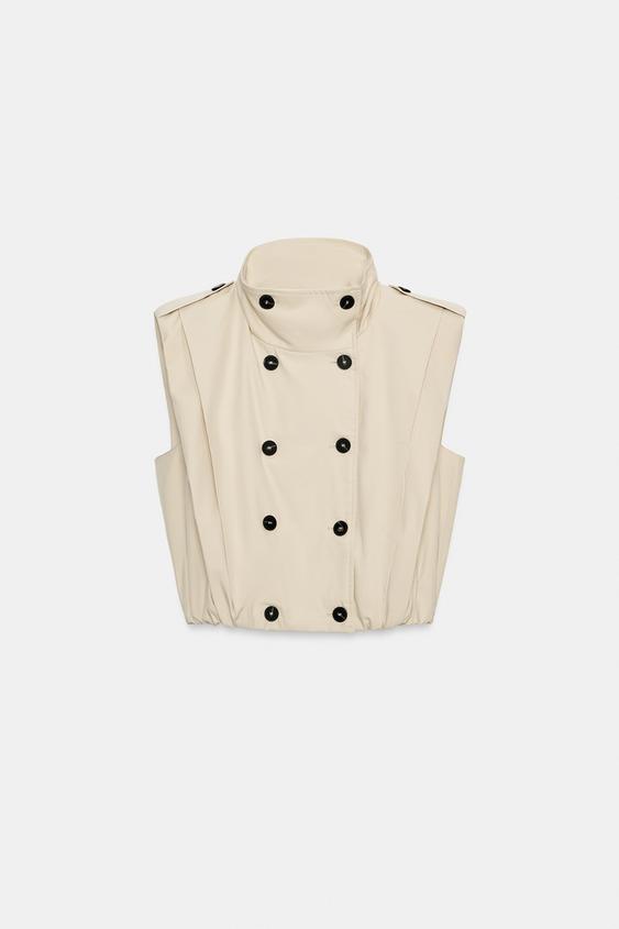 GILET À PLIS ET BOUTONS - Beige de Zara - Image 6