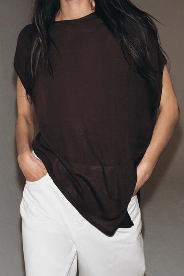 ASYMMETRIC KNIT JUMPER - Brown by Zara