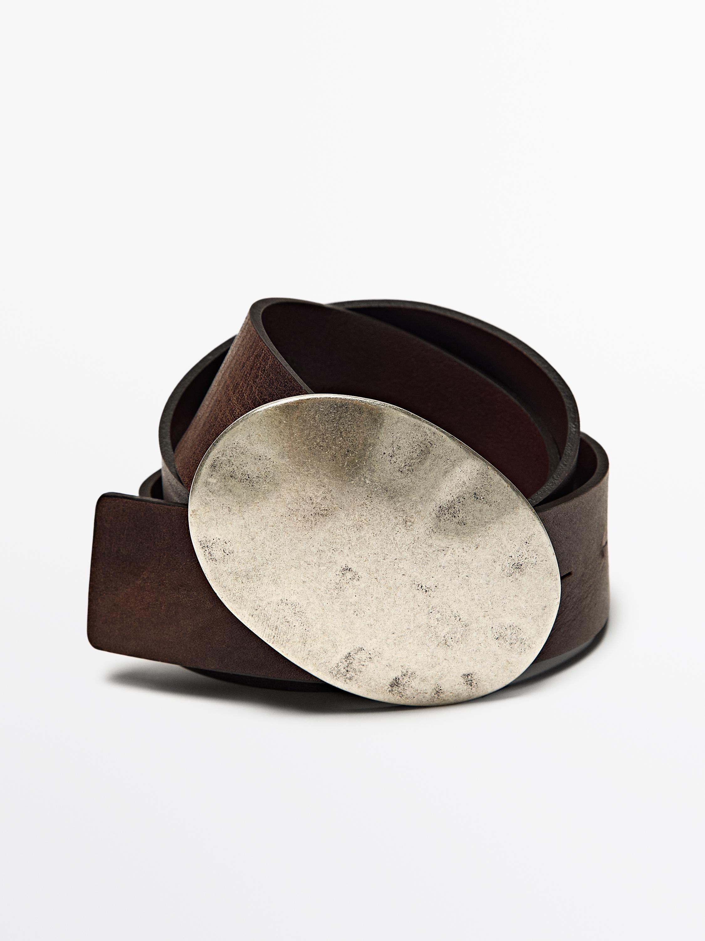 Ceinture en cuir nappa avec boucle métallique