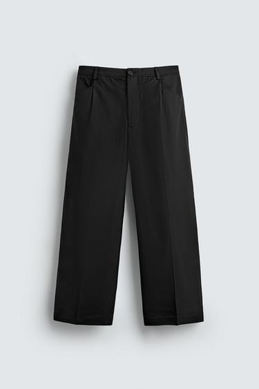PANTALÓN RELAXED FIT PLIEGUES - Negro de Zara