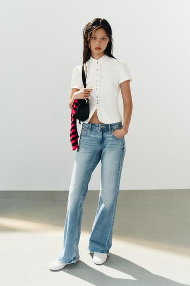 TOP RAYAS PEPLUM - Blanco de Zara