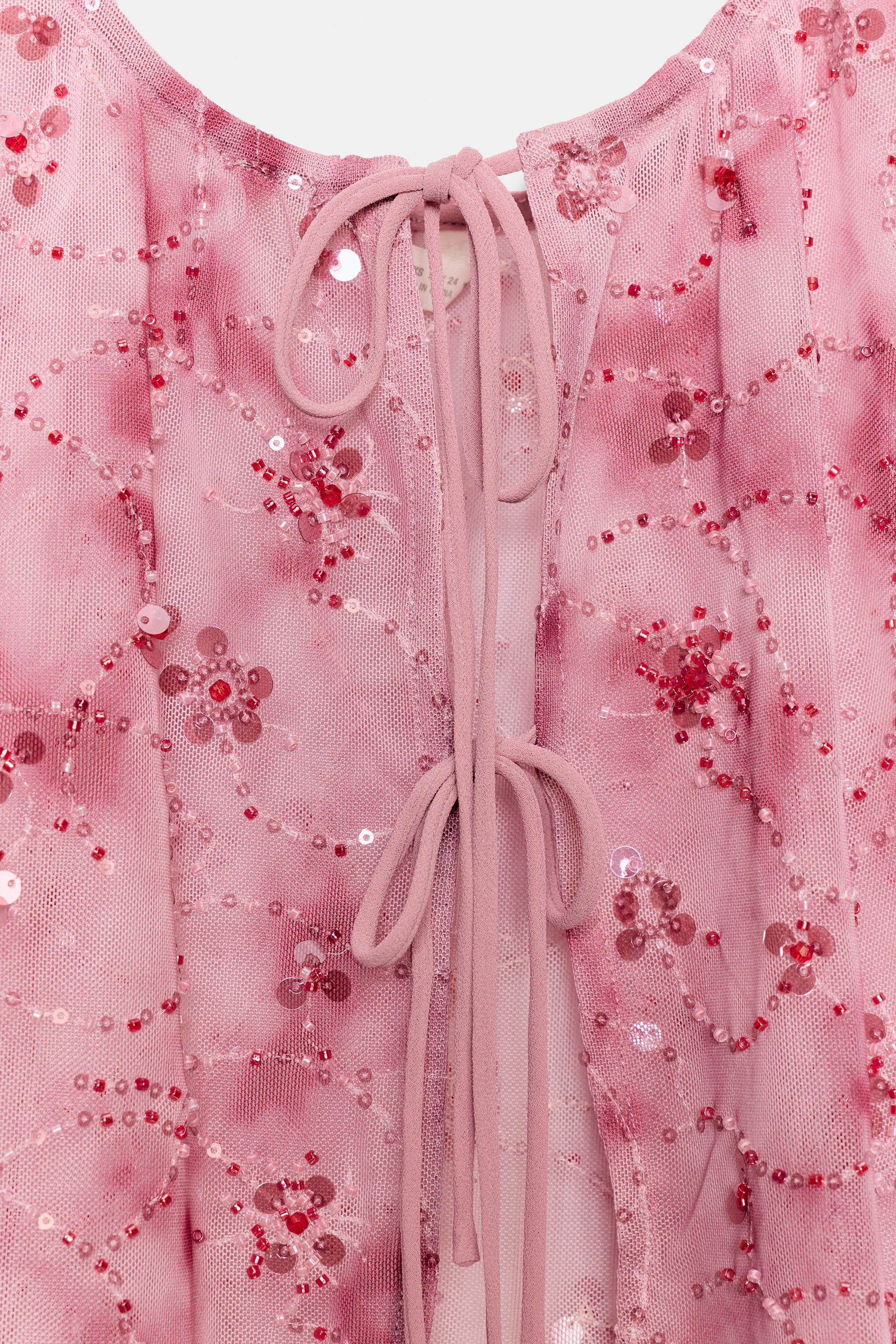 SEQUIN TULLE TOP WITH TIES