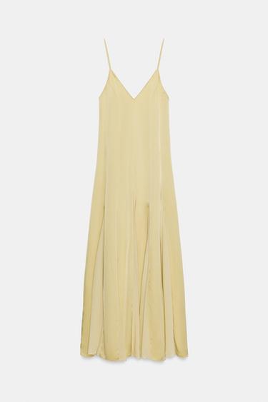 CONTRAST CAMISOLE DRESS - Pastel yellow by Zara
