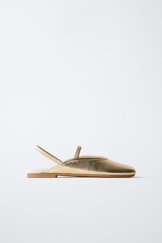 Zara METALLIC SLINGBACK BALLET FLATS - Gold - Image 0