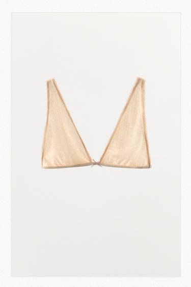POINTELLE TRIANGLE BRA - Pale pink by Zara
