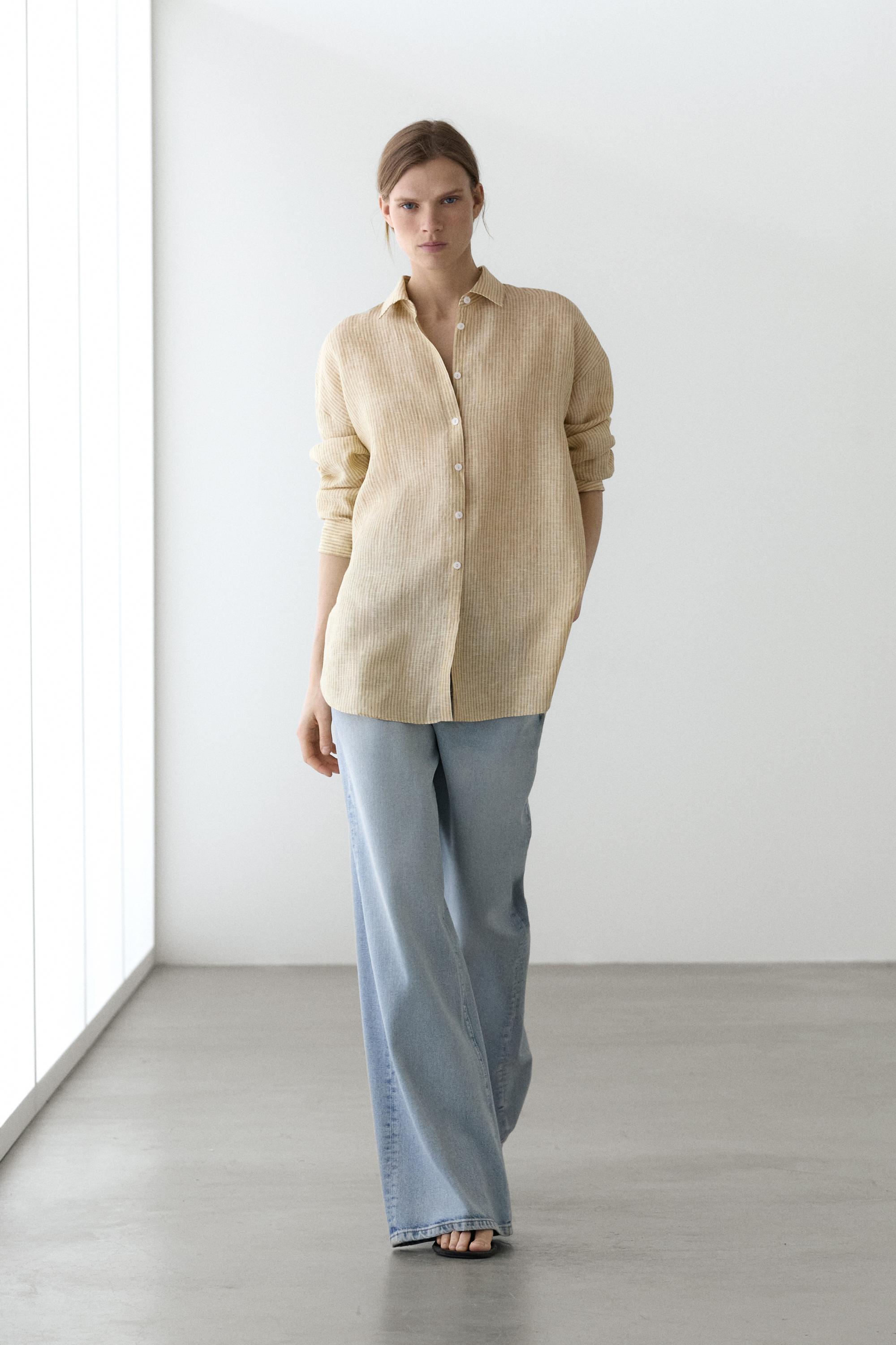 100% linen striped shirt