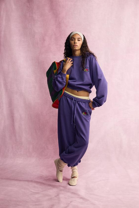 Zara FRUIT OF THE LOOM™ WASHED JOGGER PANTS - Mauve - Image 0