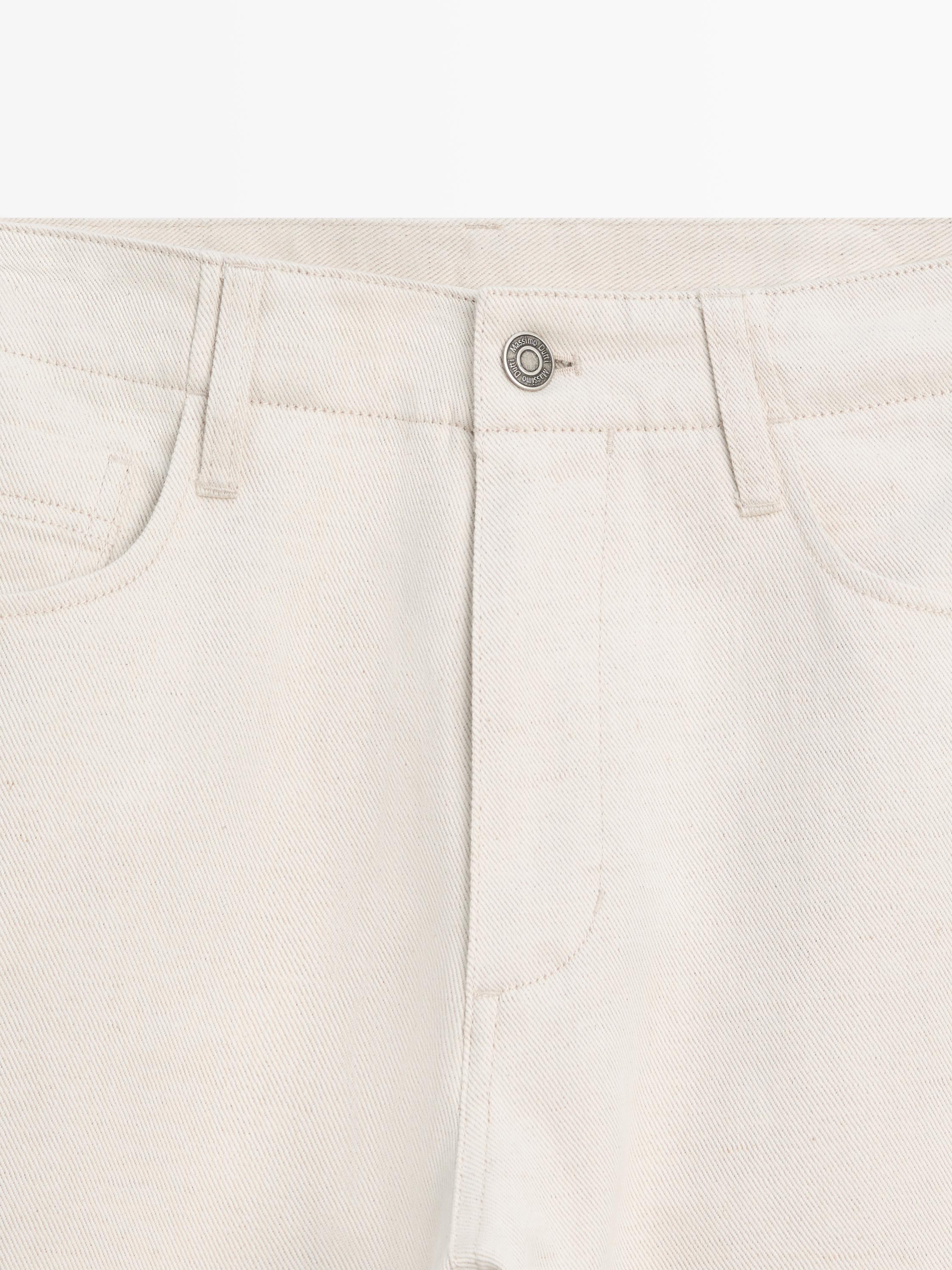 Cotton and linen tapered fit jeans