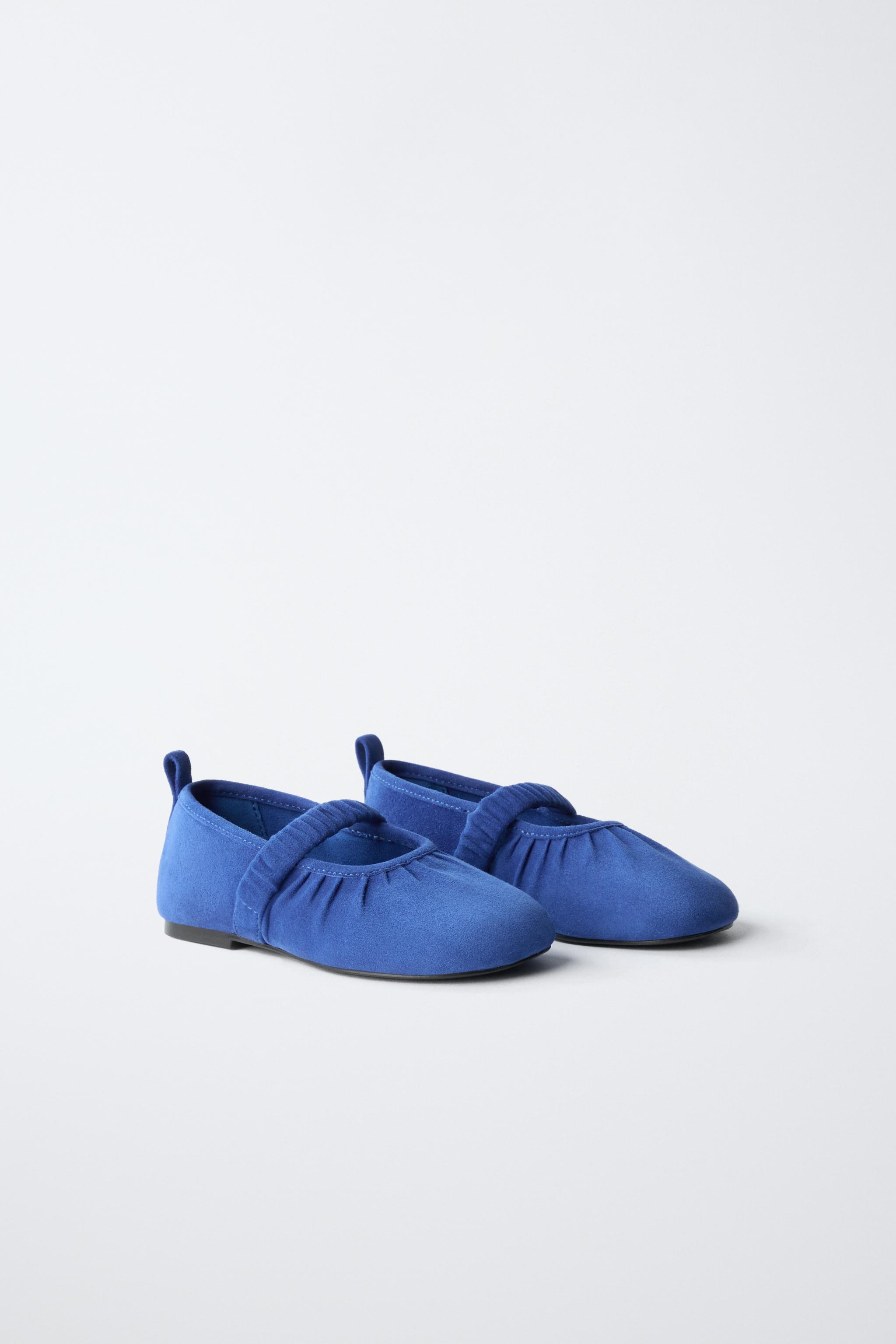 LEATHER BALLET FLATS — Blue