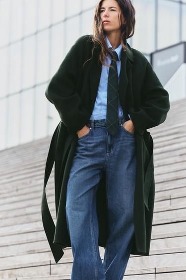 WOOL BELTED COAT — Khaki 1