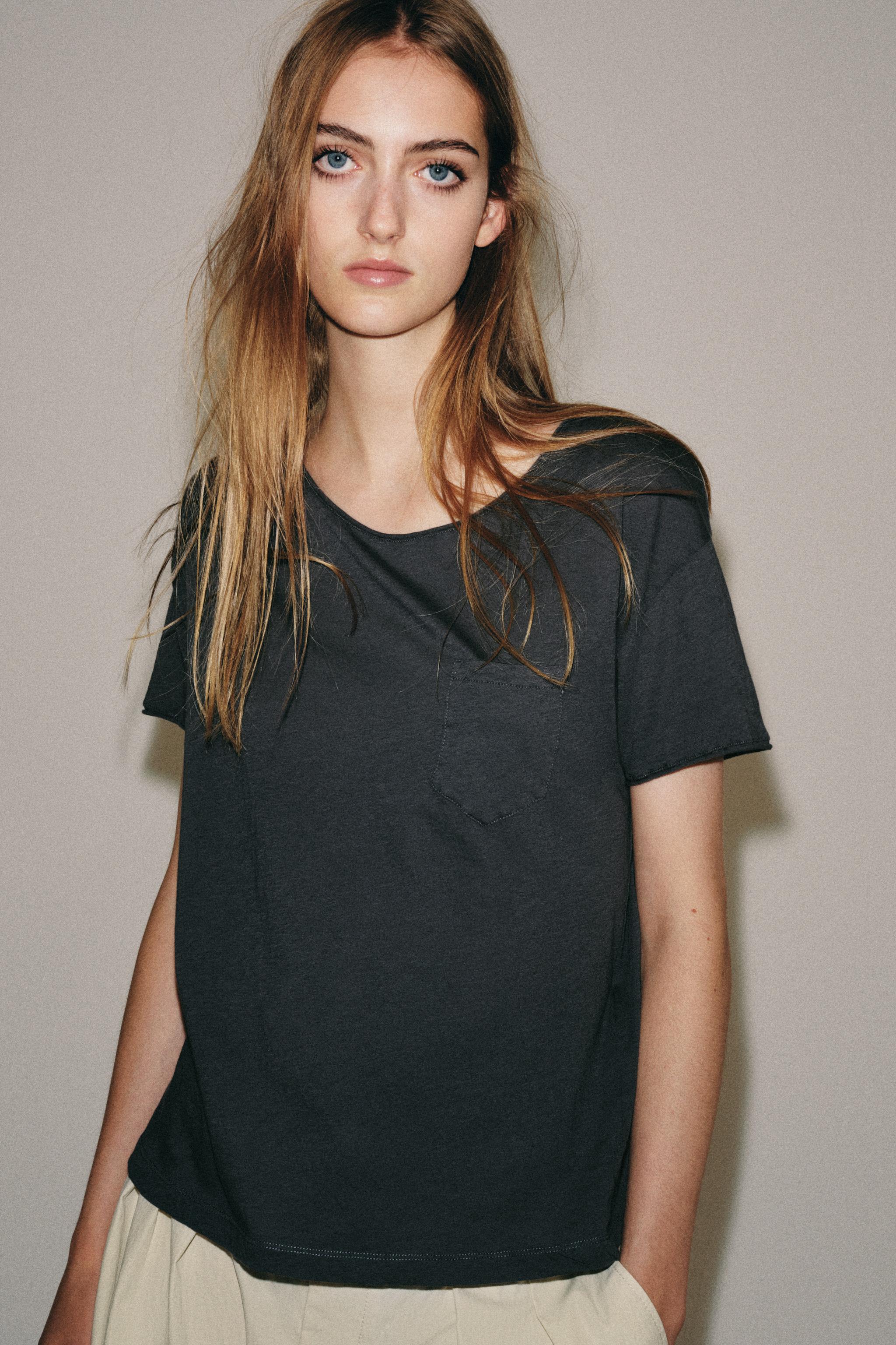 COTTON POCKET T-SHIRT — Anthracite grey