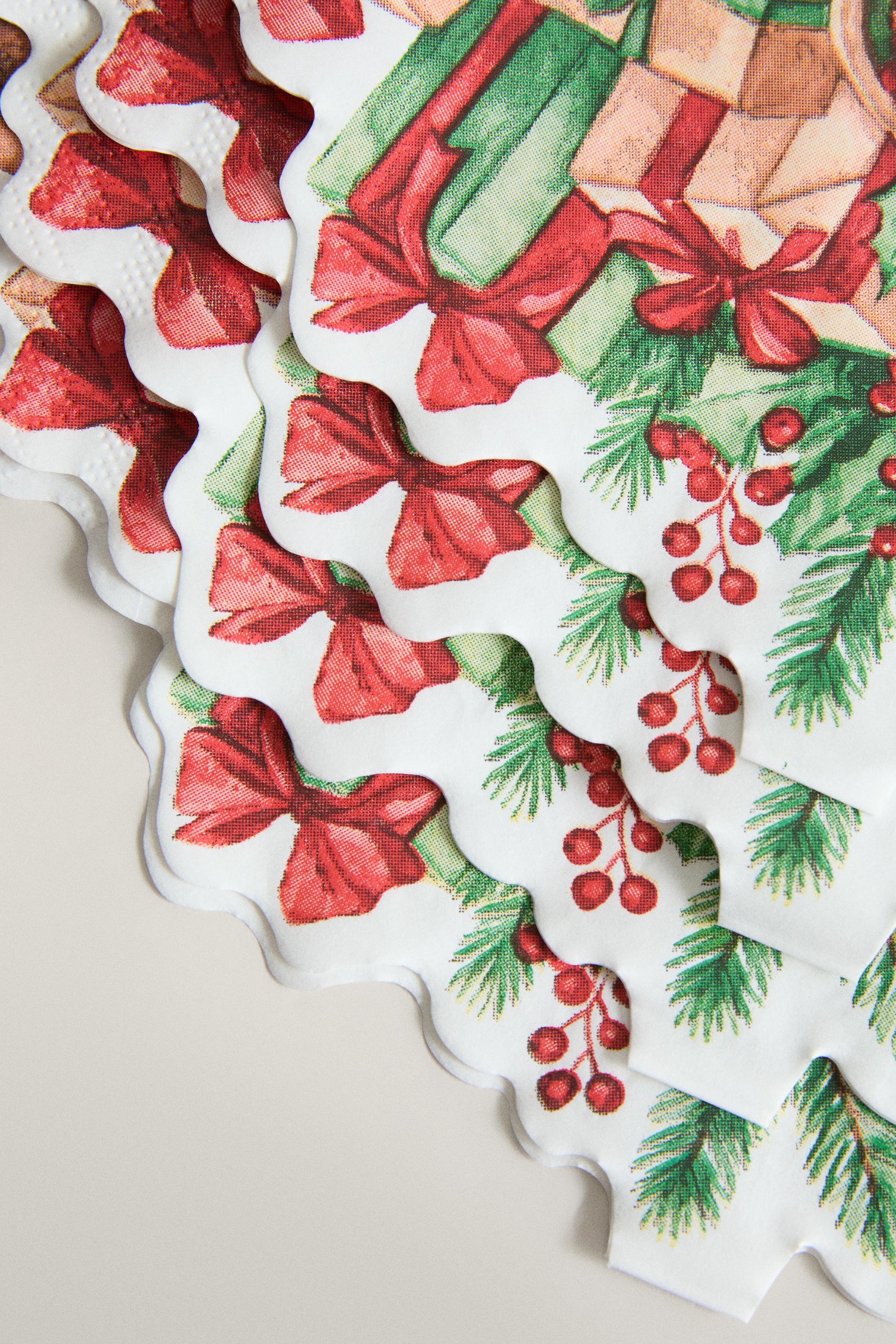 LOT DE SERVIETTES DE TABLE PAPIER TRAÎNEAU DE NOËL (LOT DE 20)