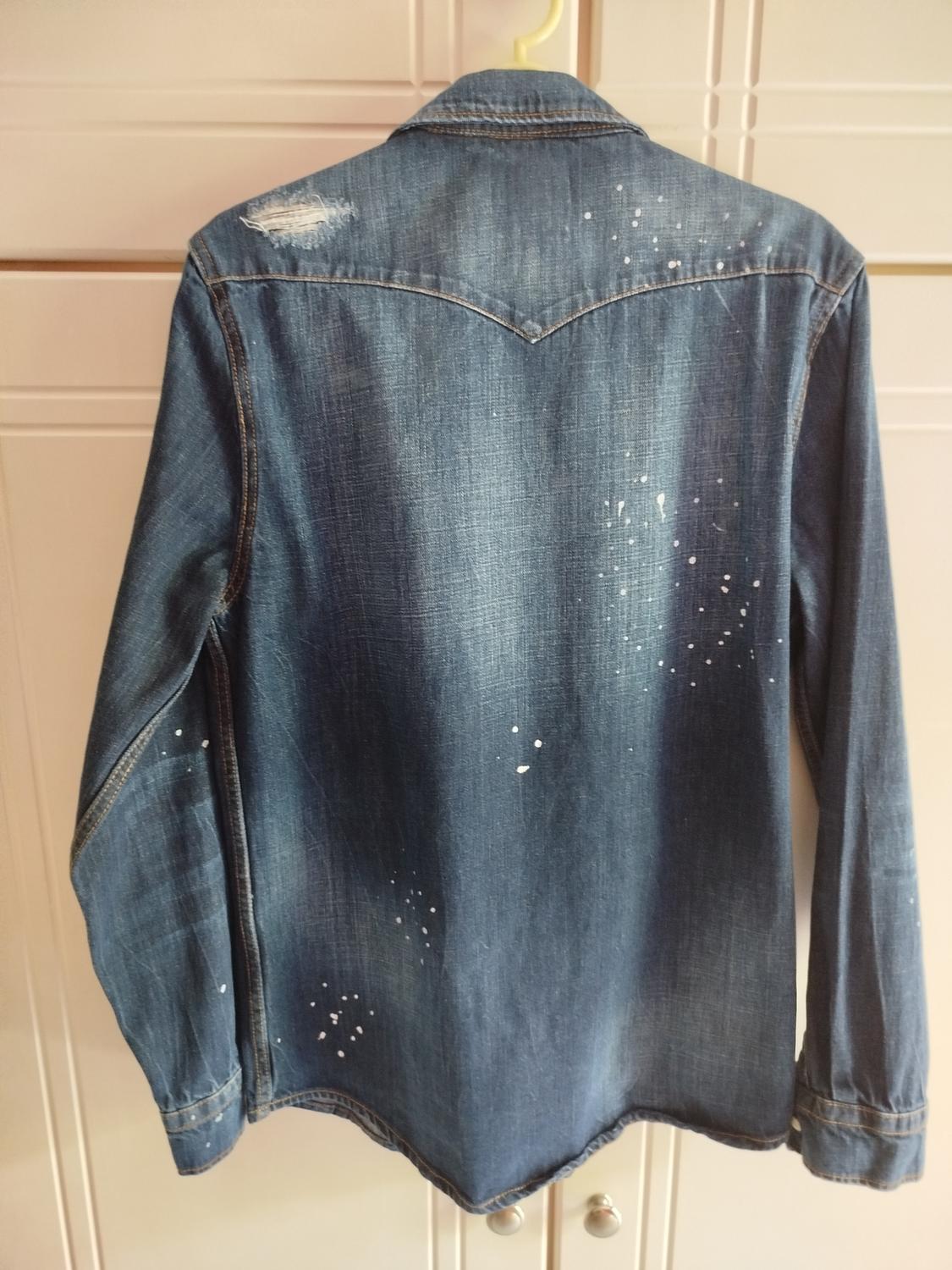 DENIM OVERSHIRT WITH PAINT SPLATTER DETAIL - Image 4