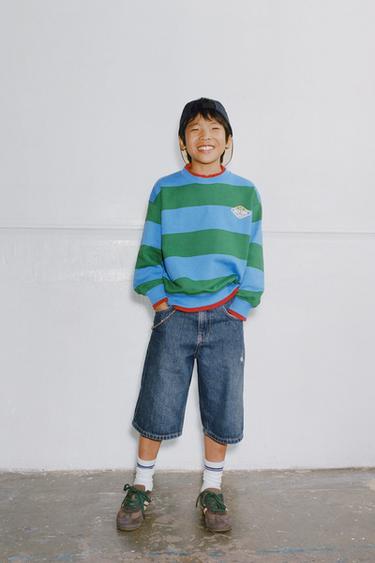 STRIPE LOGO SWEATSHIRT - Green / Blue by Zara