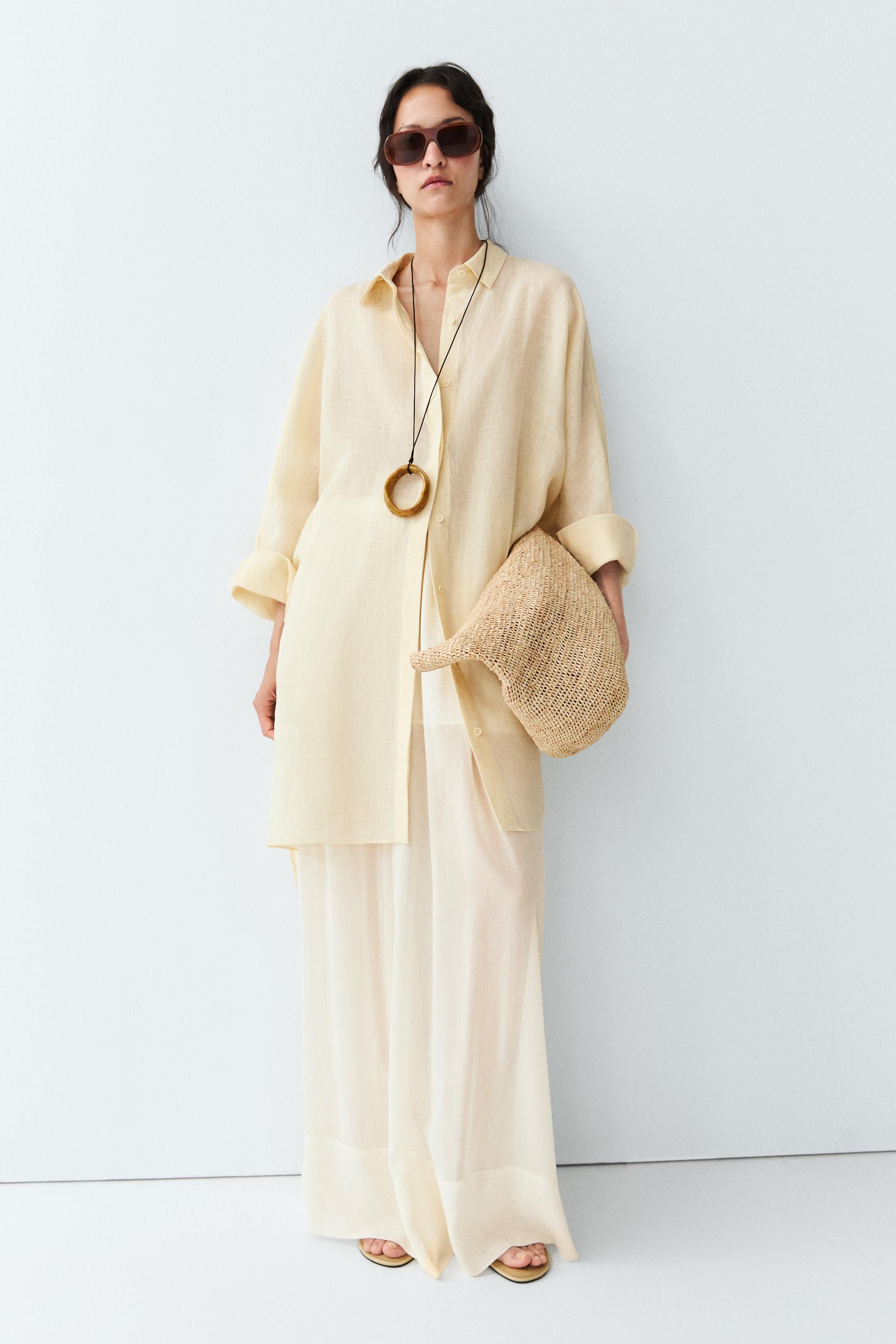 Robe chemise courte 100 % lin