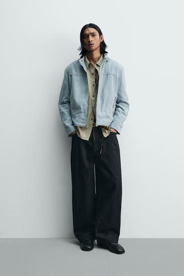 RELAXED FIT WASHED COTTON JACKET - Faded sky blue by Zara - Image 0