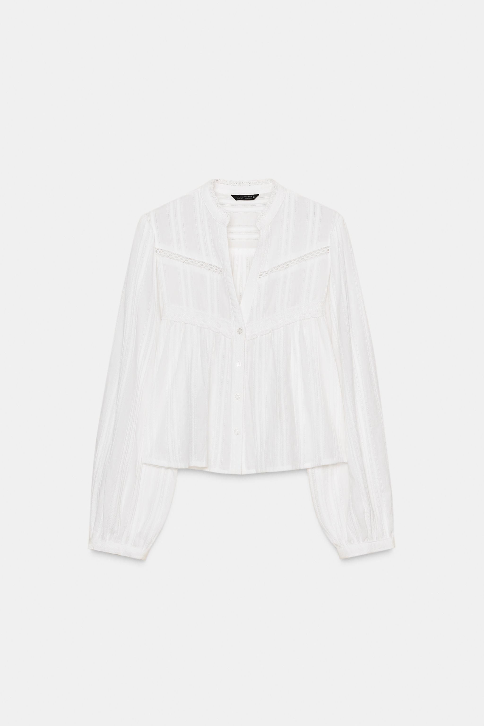 LACE TRIM SHIRT - Oyster-white | ZARA United States
