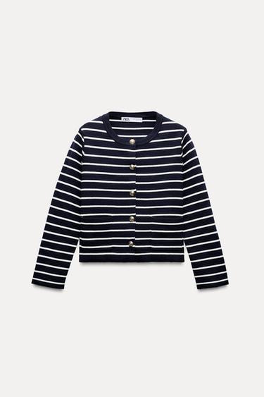 Zaras STICKAD OCH RANDIG CARDIGAN - randing