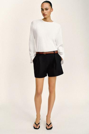 Zara HIGH-WAISTED SHORTS WITH BELT - Black - Image 0