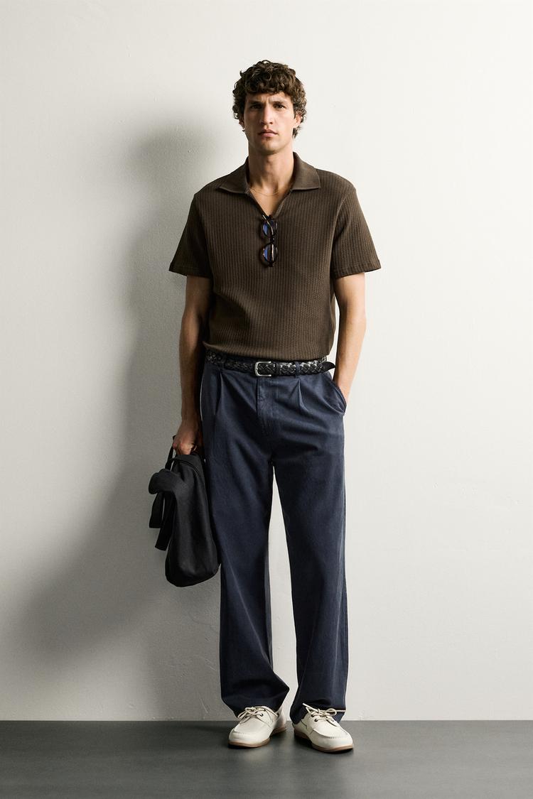 REGULAR FIT OPEN-KNIT POLO SHIRT