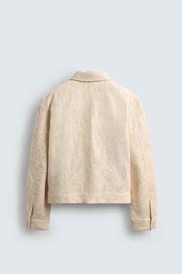 CROCHET TEXTURED JACKET - Ecru by Zara - Image 7