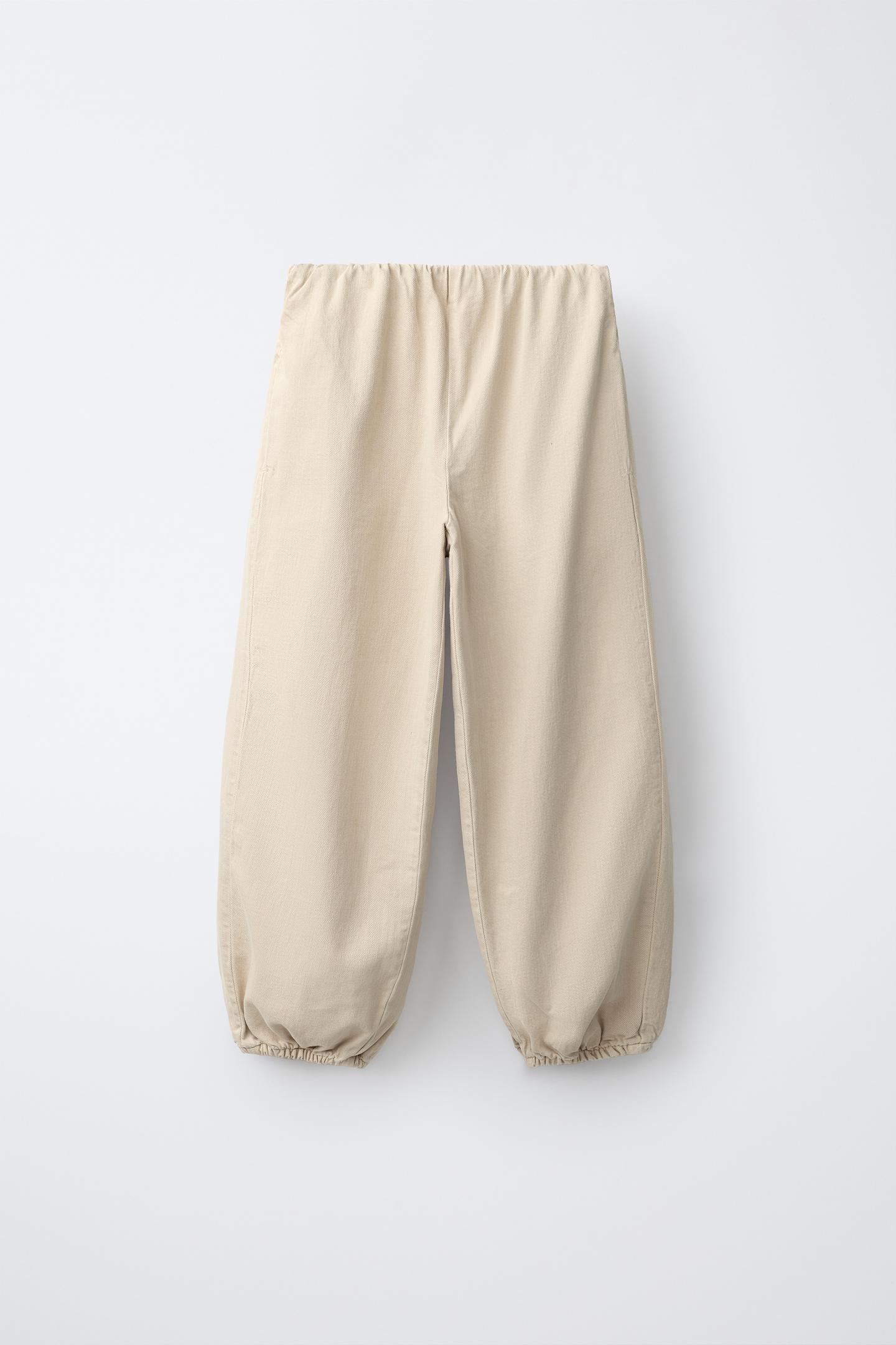 Детские джинсы Zara Flowy Elastic Balloon, цвет: Бежевый — фото 2