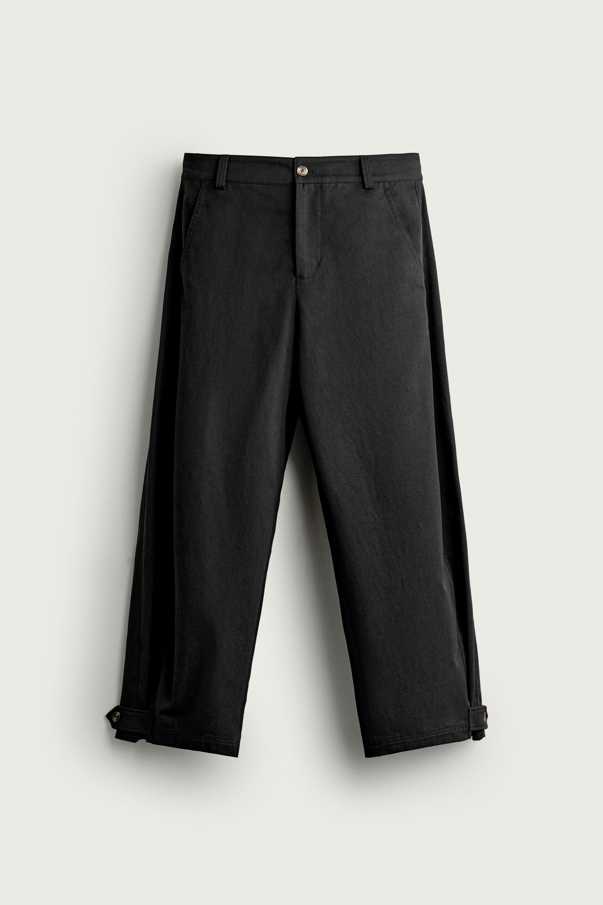 BALLOON FIT PANTS WITH TABS — Black