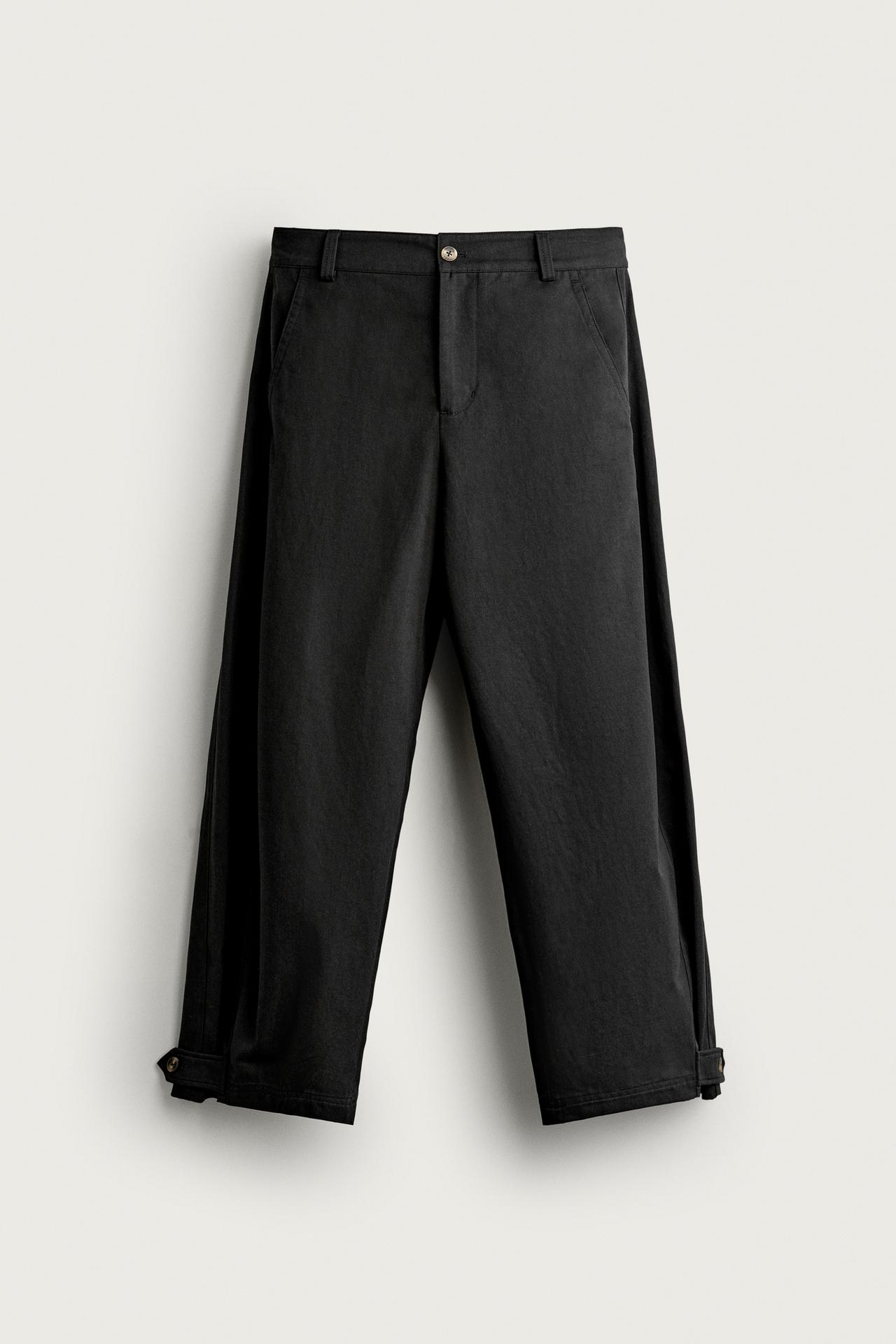 BALLOON FIT TROUSERS WITH TABS — Black