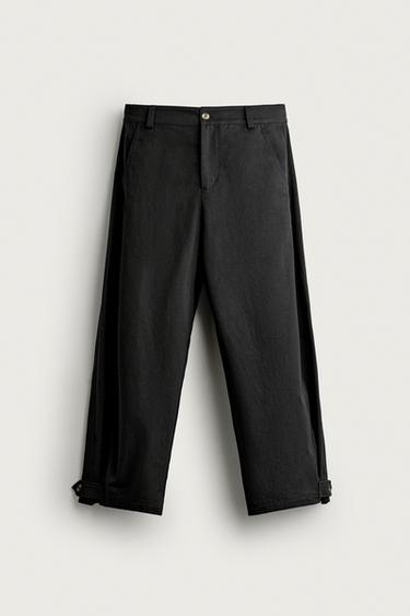 Zara BALLOON FIT TROUSERS WITH TABS - Black