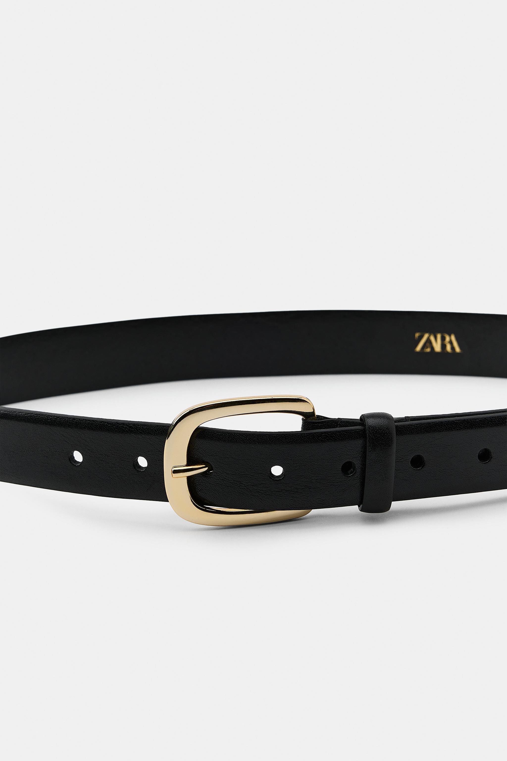 スクエアバックル 100% レザーベルト - ブラック | ZARA Japan / 日本