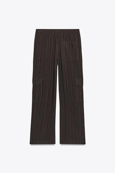 STRIPED FLOWING CARGO TROUSERS - Dark brown by Zara - Image 2