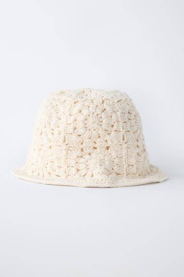 BONNET CROCHET FLEURS RÉVERSIBLE - Écru de Zara - Image 3
