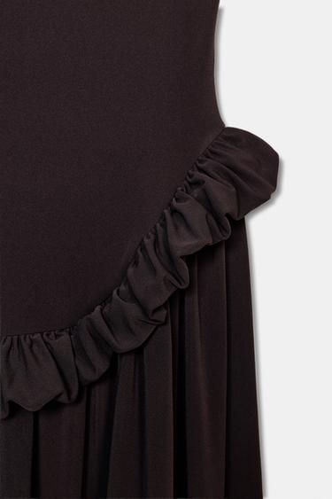 ROBE PEPLUM À VOLUME - Marron foncé de Zara - Image 9