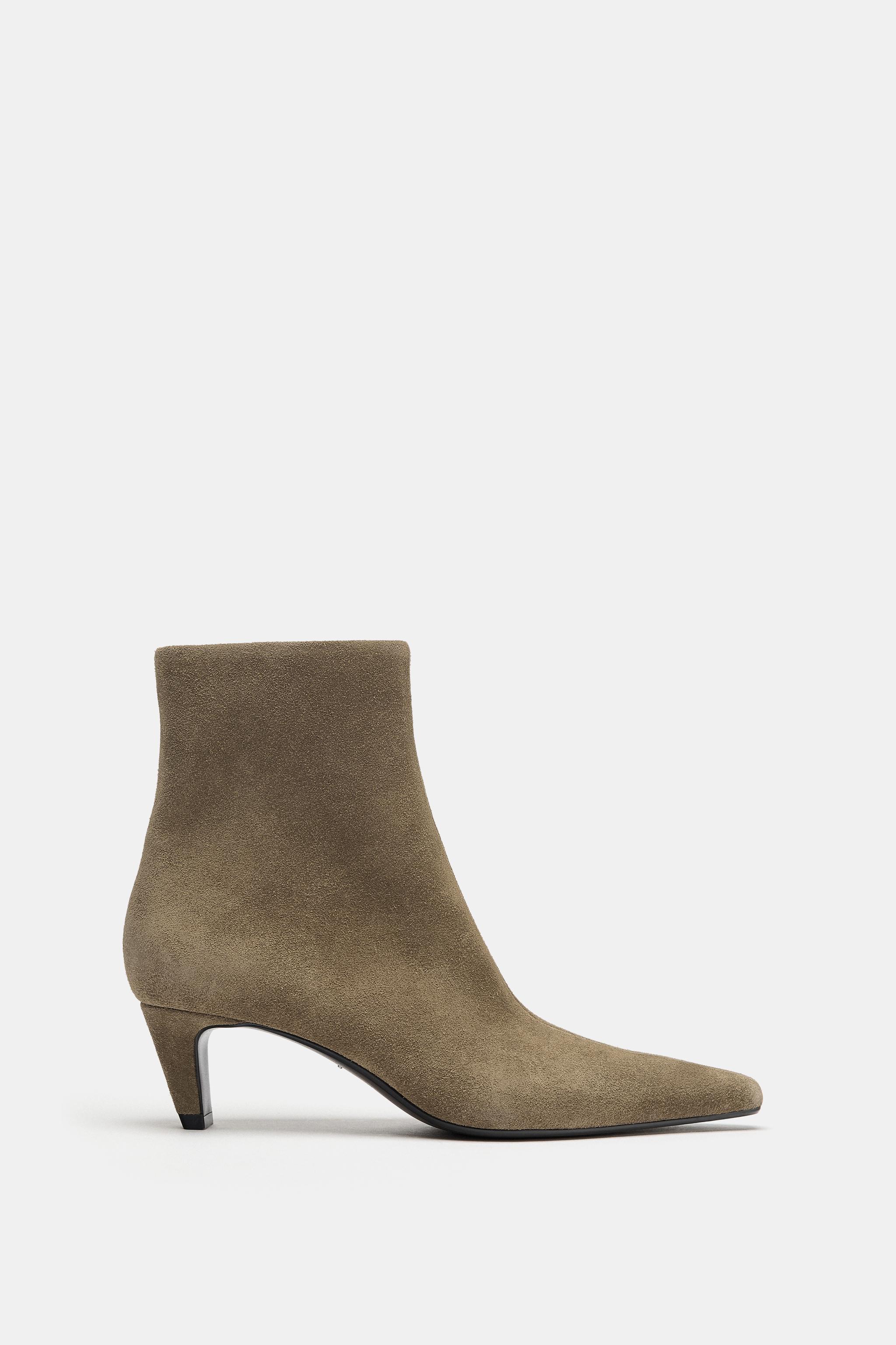 Женские ботинки Zara SUEDE KITTEN HEEL ANKLE BOOTS — фото 3