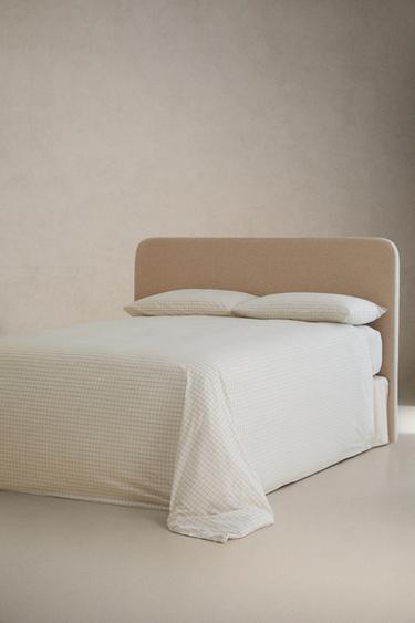 CHECKED COTTON DUVET COVER — Ecru 2