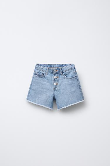 JEANS-BERMUDASHORTS MIT HIGH WAIST UND HERZFORM-TASCHEN - Mittelblau von Zara