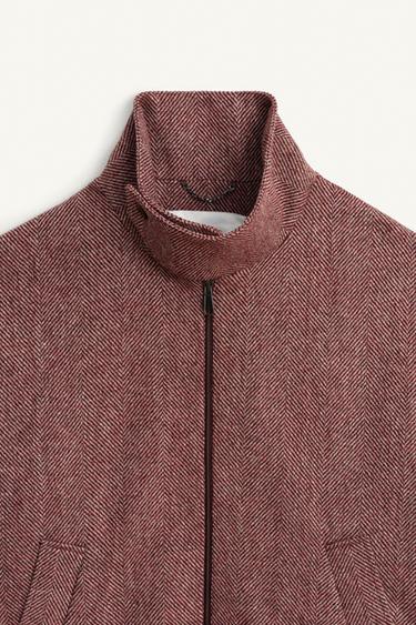 LIMITED EDITION WOOL HERRINGBONE JACKET - Burgundy by Zara - Image 6
