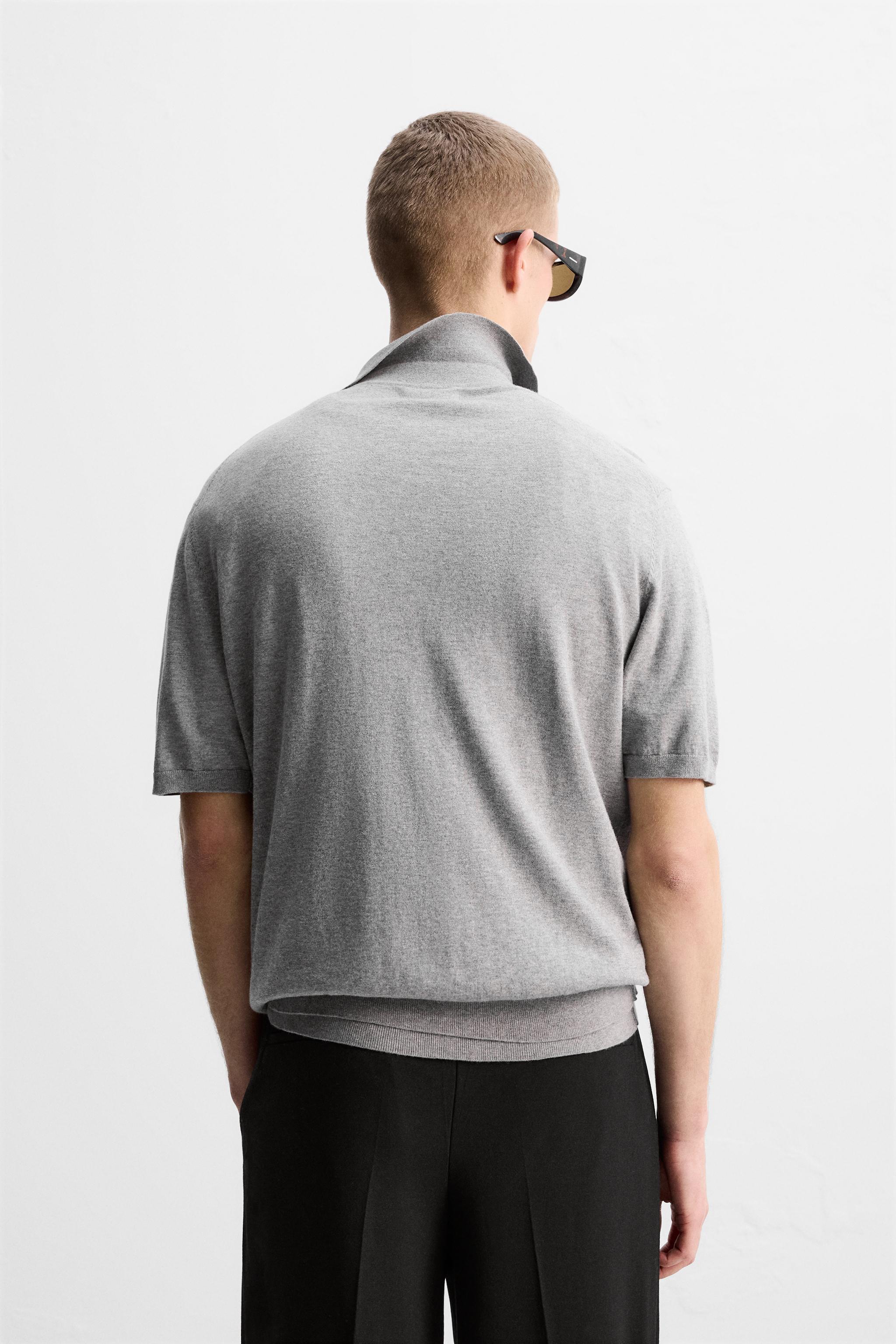 LIMITED EDITION COTTON BLEND KNIT POLO - Gray marl | ZARA