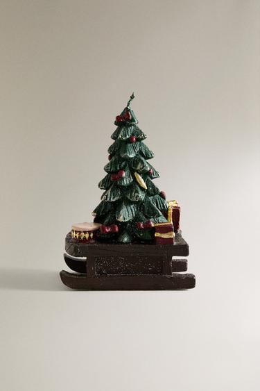 CHRISTMAS SLEIGH AND TREE CANDLE - Green by Zara - Image 0