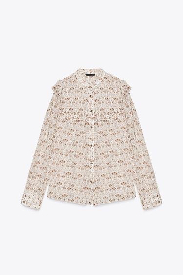 PRINTED SHIRT WITH RUFFLES - Tans by Zara - Image 0