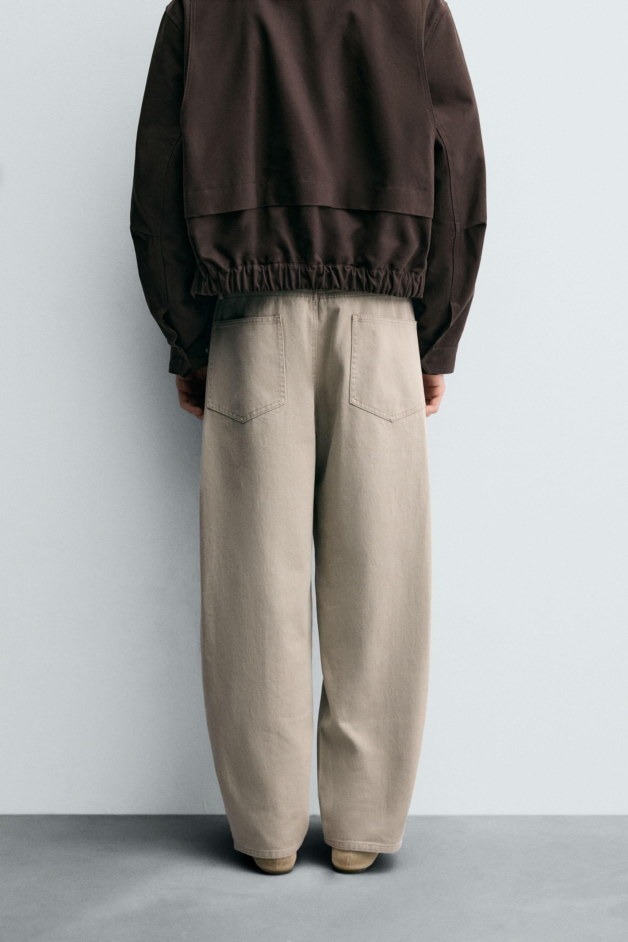 ベルト付きワイドバルーンフィットパンツ - ベージュ | ZARA Japan / 日本