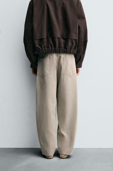 BELTED WIDE-LEG BALLOON FIT TROUSERS - Beige de Zara - Image 2