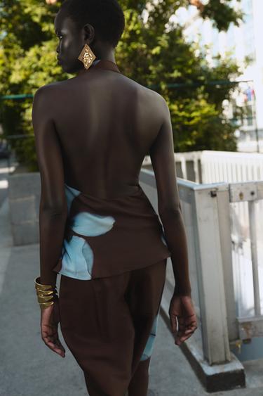 TOP SATINÉ IMPRIMÉ FLEURS - Multicolore de Zara - Image 3