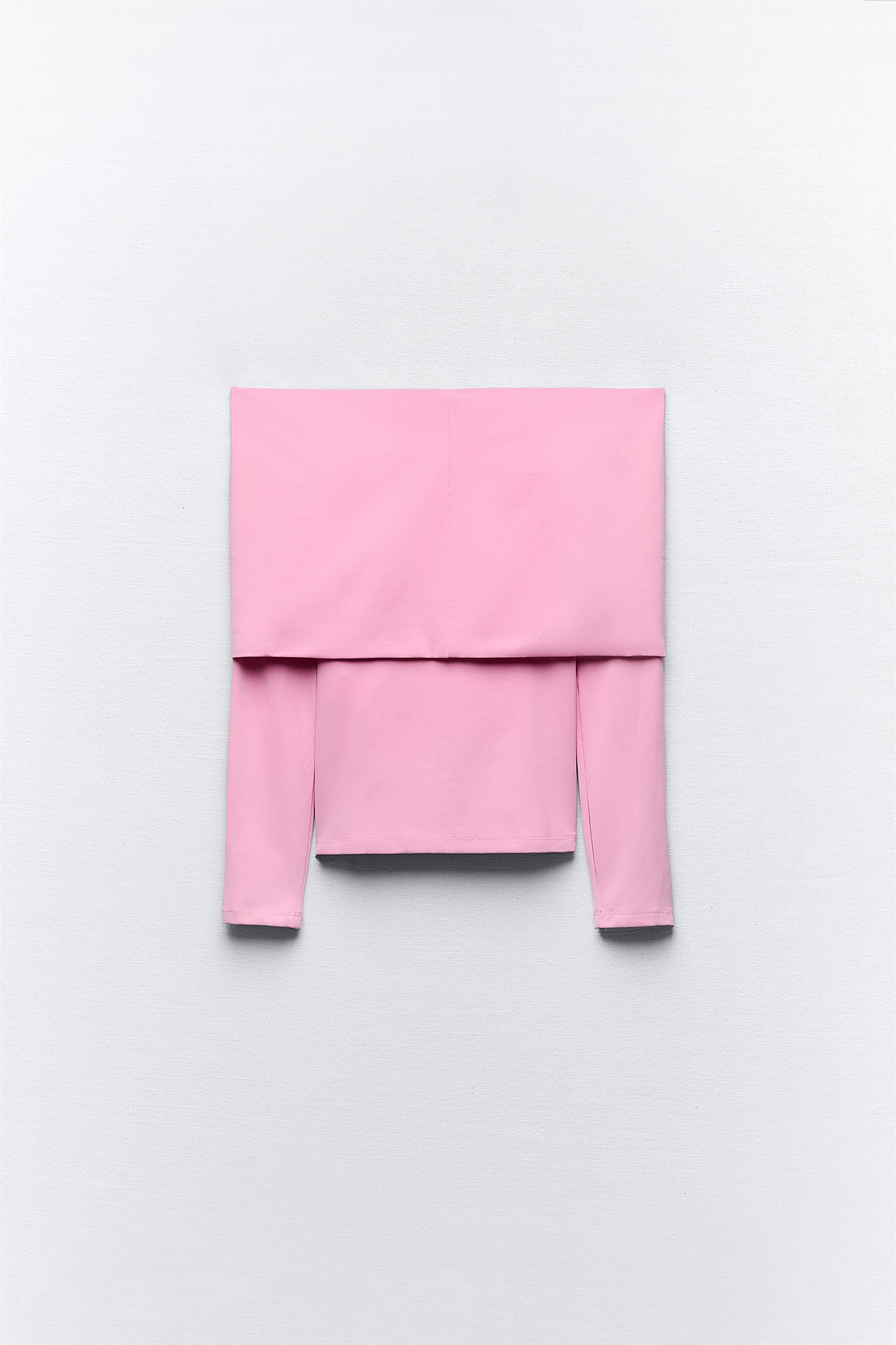 POLYAMIDE OFF-THE-SHOULDER TOP - Light pink