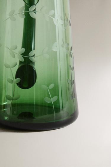 GLASS CHRISTMAS LEAF JUG - Green by Zara - Image 4