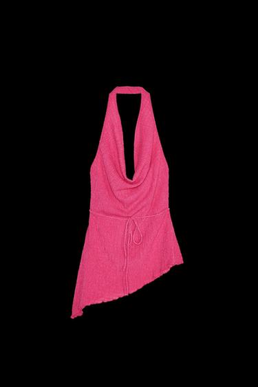 TEXTURED ASYMMETRIC TOP - Fuchsia by Zara - Image 0