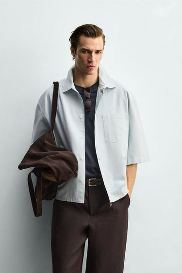 BOXY FIT SHIRT WITH POCKET - Sea green by Zara