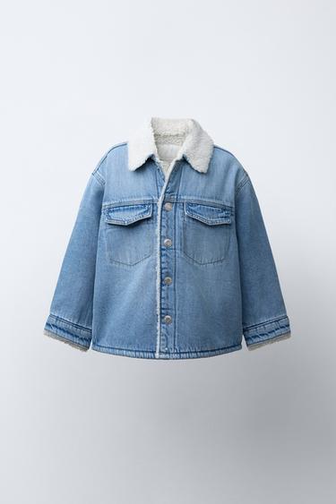 FAUX SHEARLING DENIM OVERSHIRT - Mid-blue by Zara - Image 0