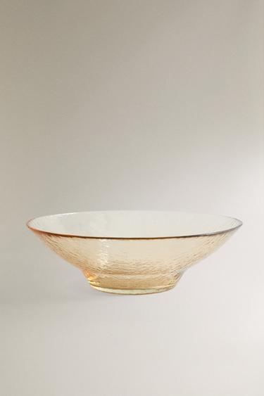 TEXTURED GLASS SALAD BOWL - Yellow by Zara
